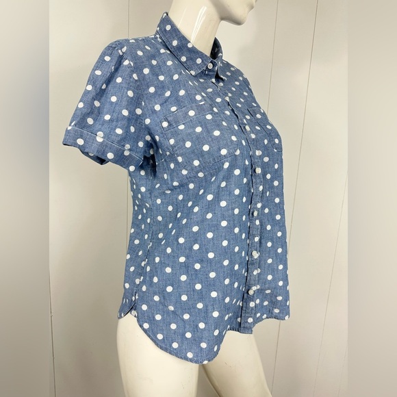 Tommy Hilfiger Sz M Blue & White Polka Dots Casual Button Up Shirt Short Sleeve - Picture 10 of 10